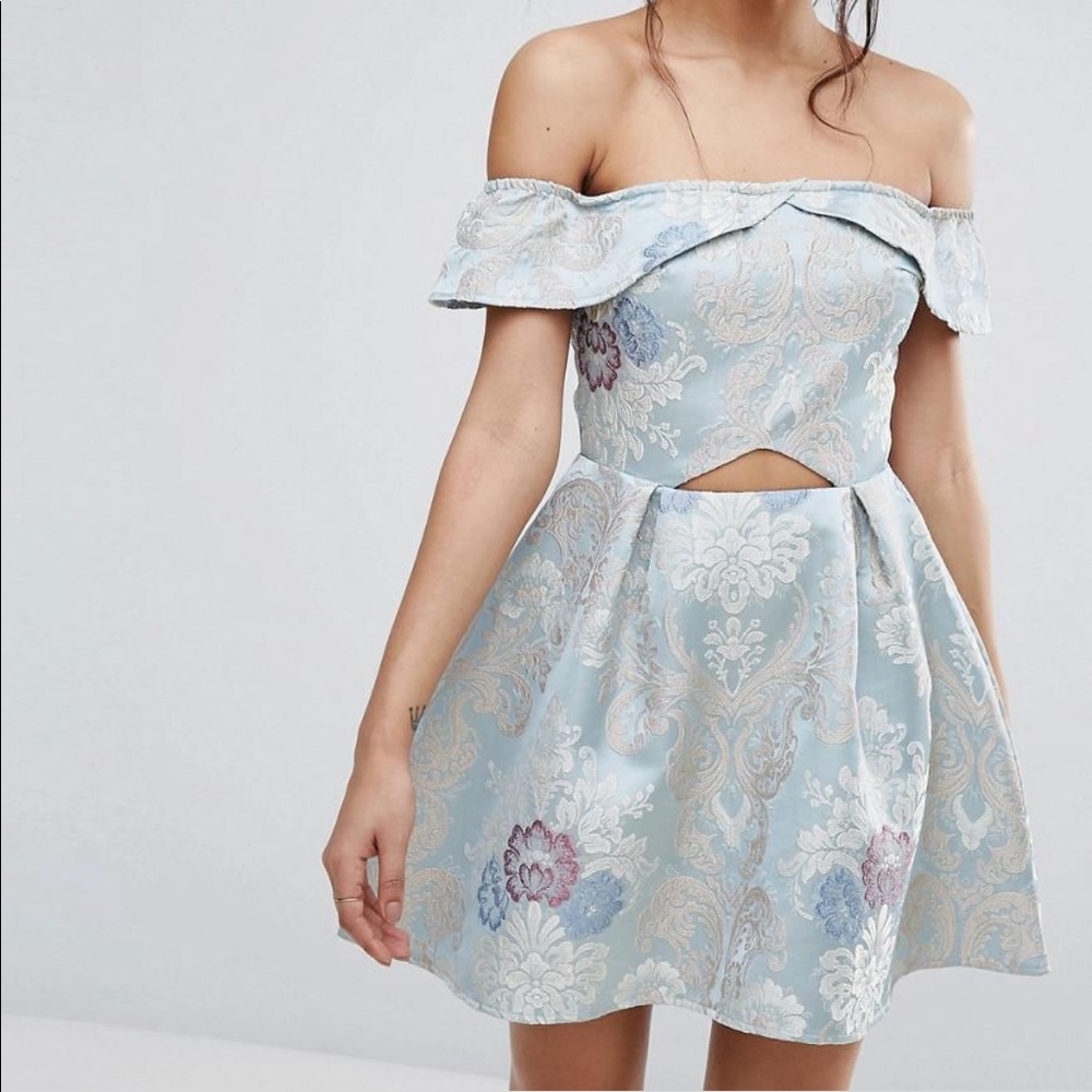 ASOS Missguided Brocade Off the Shoulder Dress